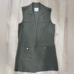 Guess by Marciano Olive Green Sleeveless Vest long, cinches on waist